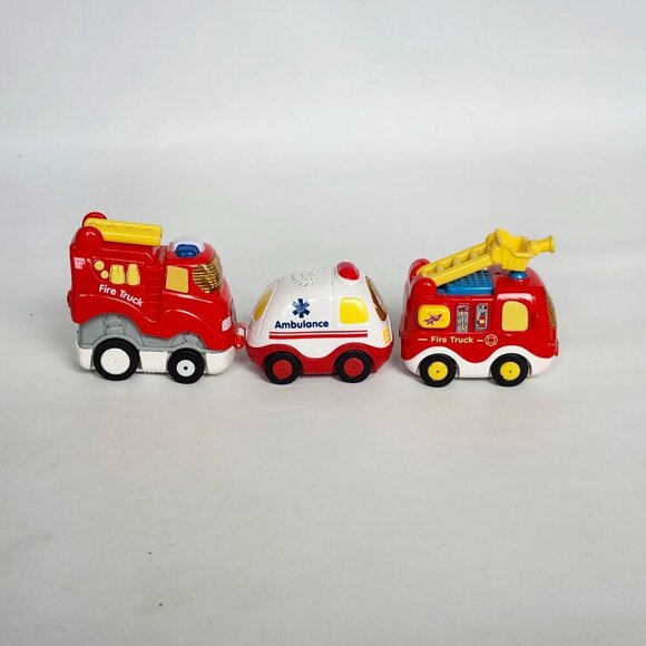 VTECH Go! Go! Smart Wheels Toy Lot of 3 Service Vehicles Fire Truck Ambulance - Picture 8 of 9